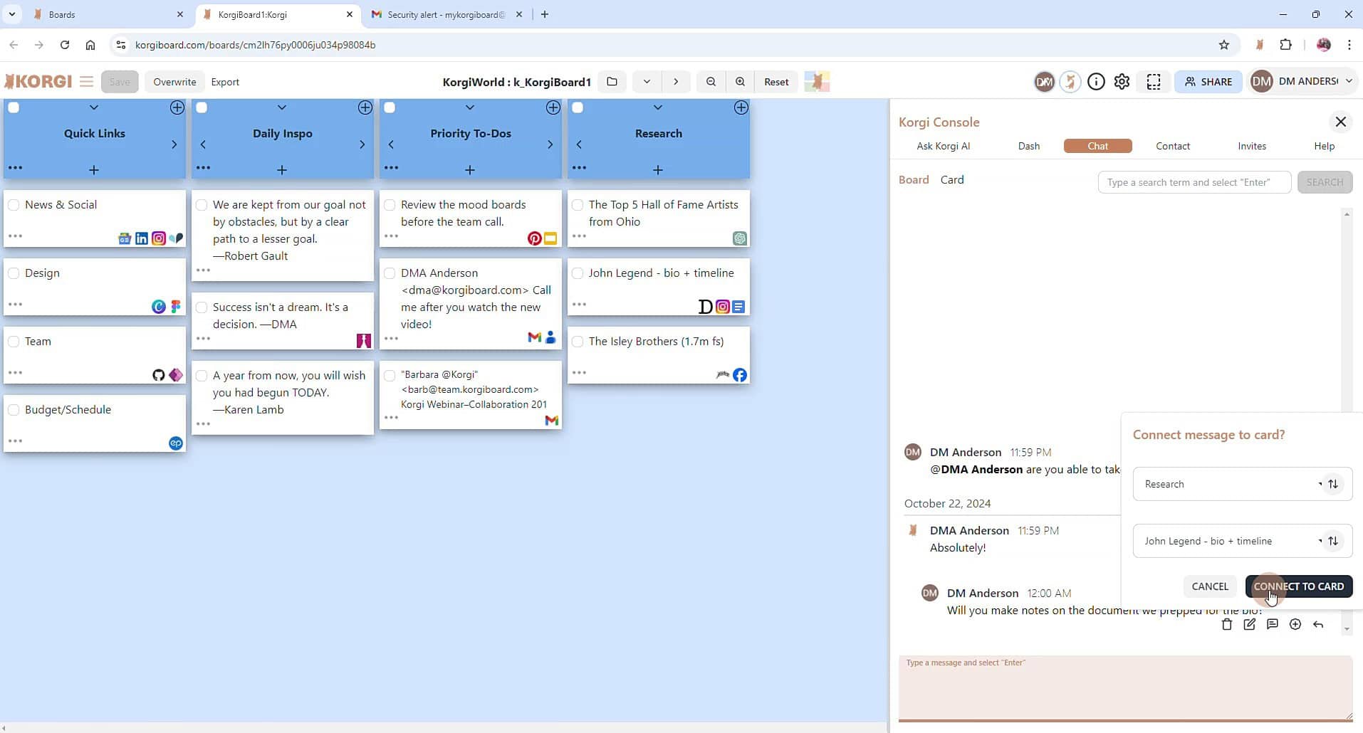 Cover Image for Korgi adds Gmail™, "Chat|Tasks," and private templates to your boards!